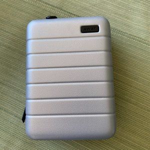 AWAY The mini small travel essential toiletry case hard zip around in SILVER